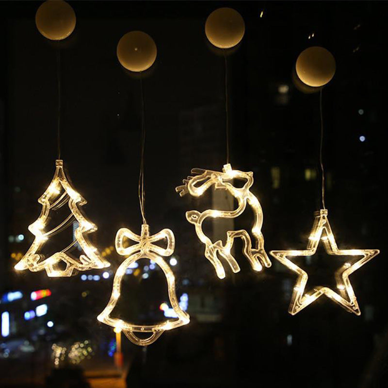 Christmas LED Suction Cup Lights Party Window Decor Lamps Battery Powered