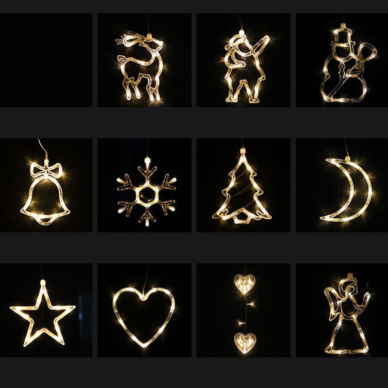 Christmas LED Suction Cup Lights Party Window Decor Lamps Battery Powered