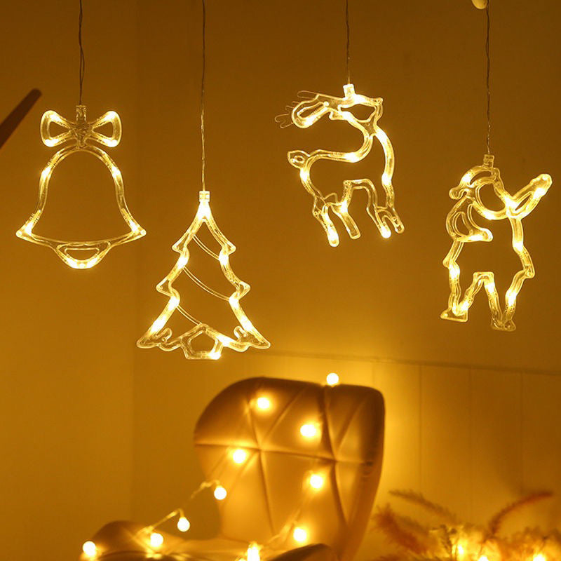 Christmas LED Suction Cup Lights Party Window Decor Lamps Battery Powered