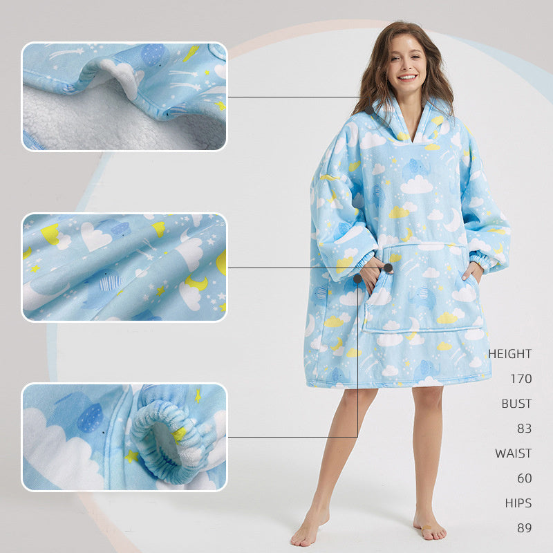 Cute Print Hoodies Sweater Winter Thickened Plush Fleece