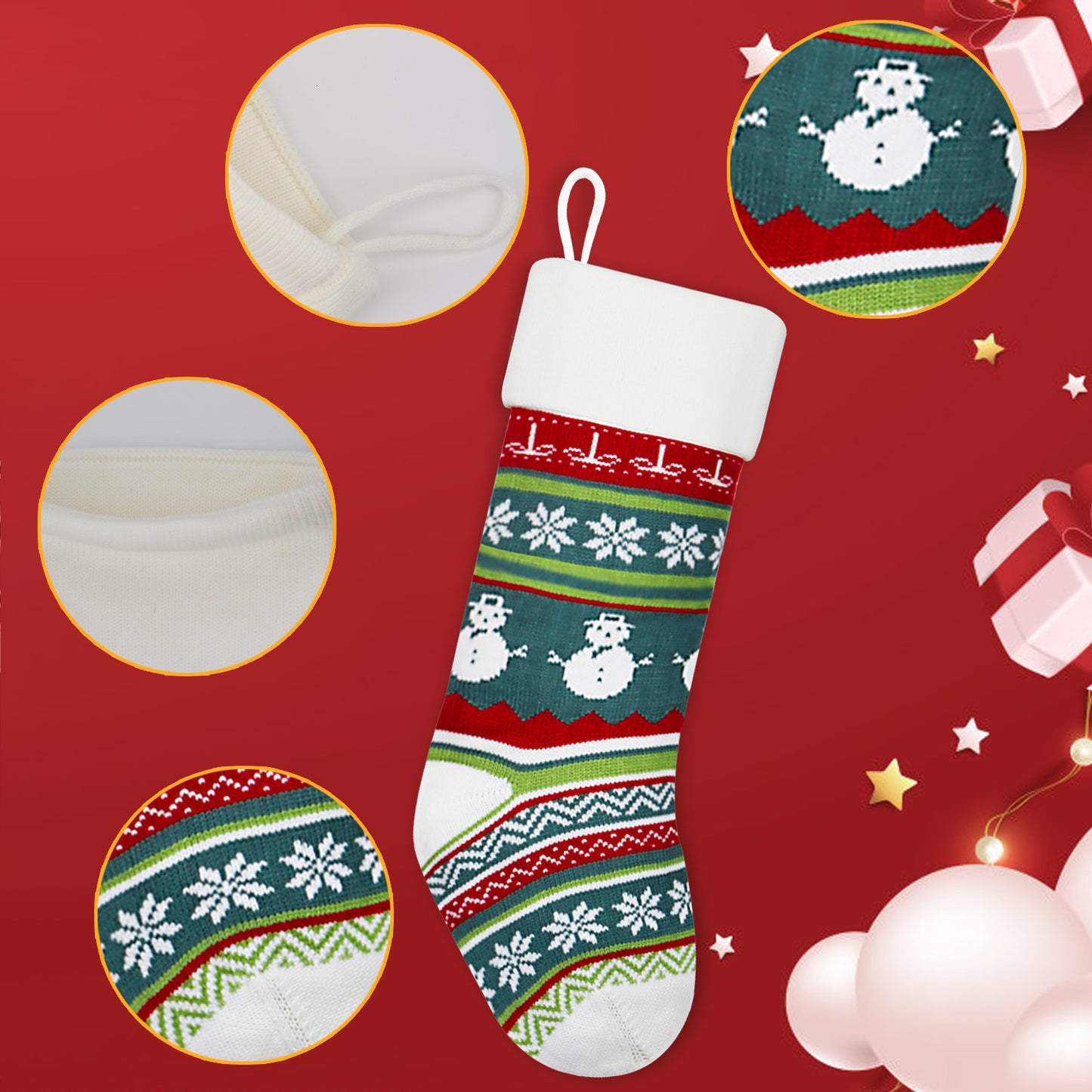 Christmas Stockings Candy Knitted Bag Wool