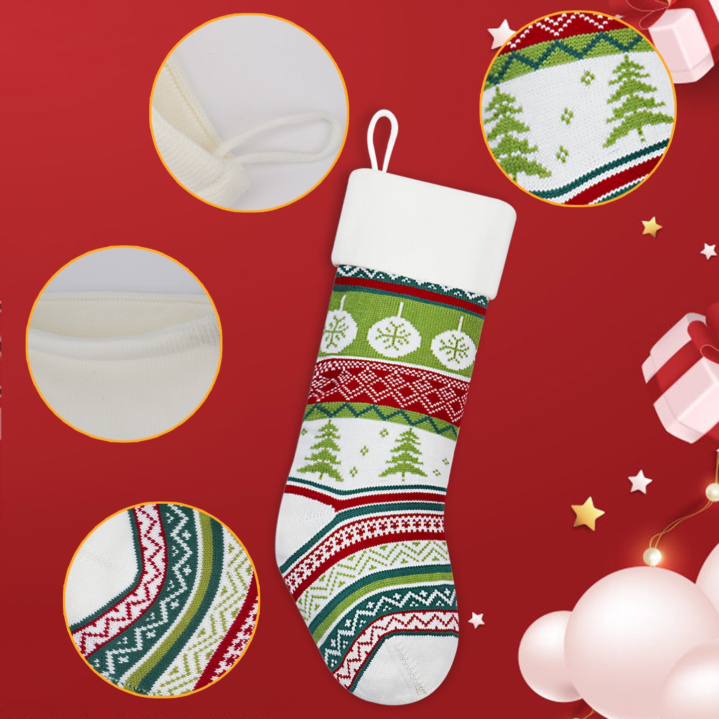 Christmas Stockings Candy Knitted Bag Wool