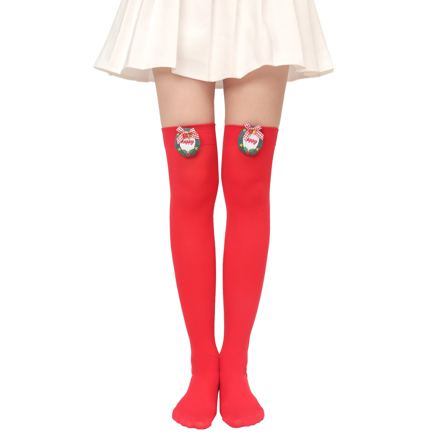 Christmas Plush Doll Knee Socks Bow Stockings