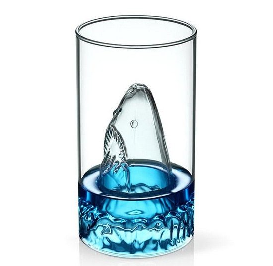 Transparent Glass Cup Shark Glass Wine Milk Tea Water Breakfast Cup Mugs Double-layer Bar Wine Drinkware