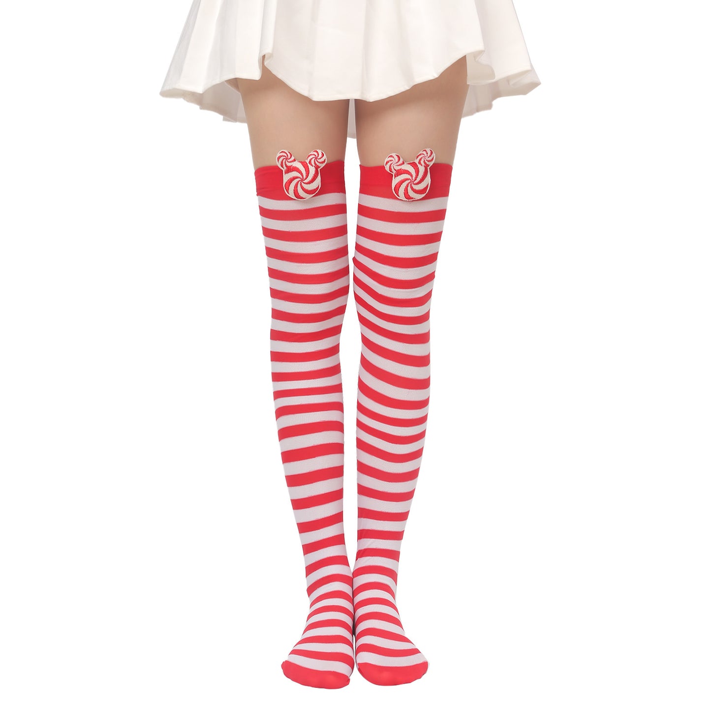 Christmas Plush Doll Knee Socks Bow Stockings