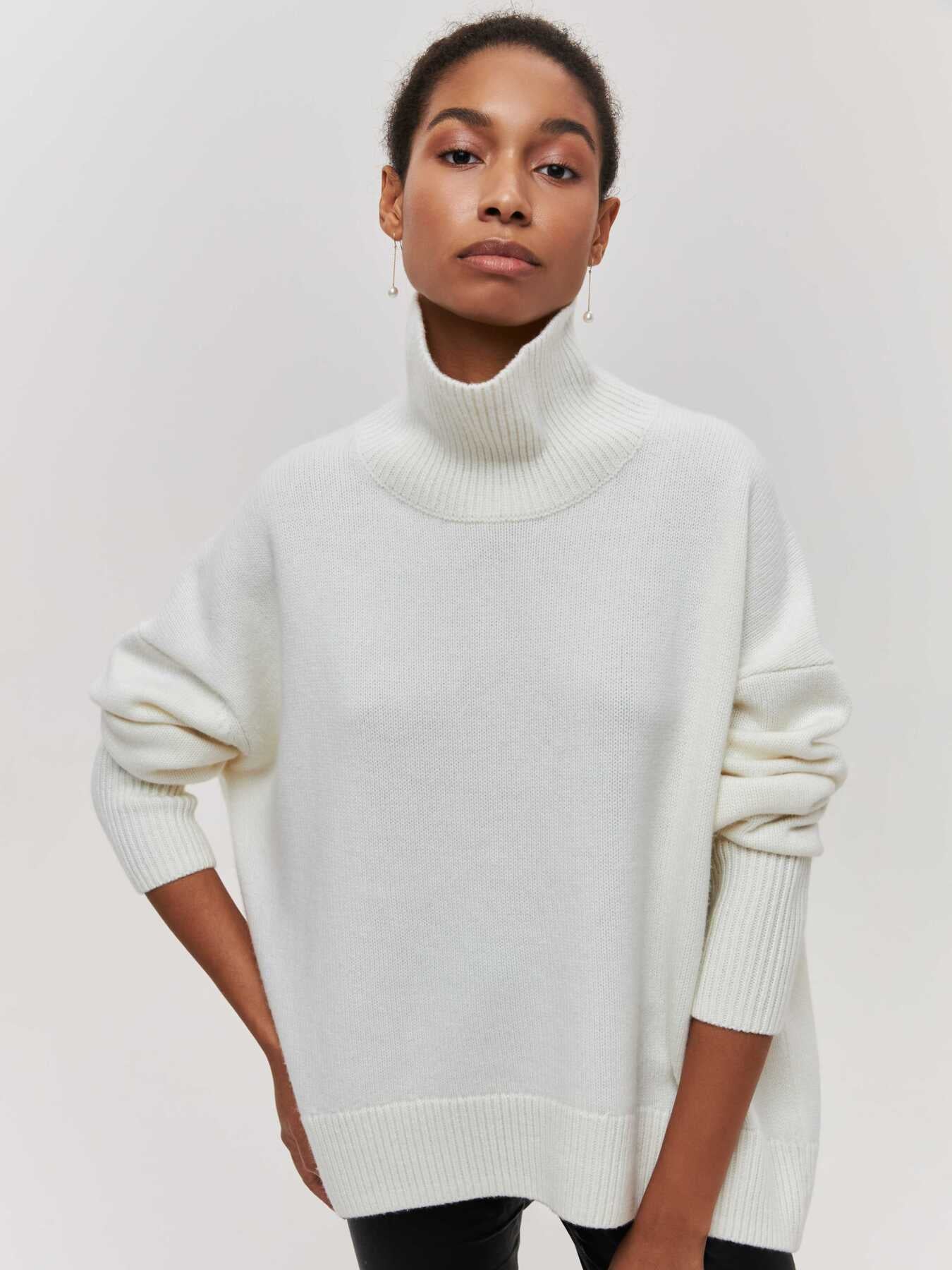 Loose Mock Neck Loose Casual Lazy Sweater