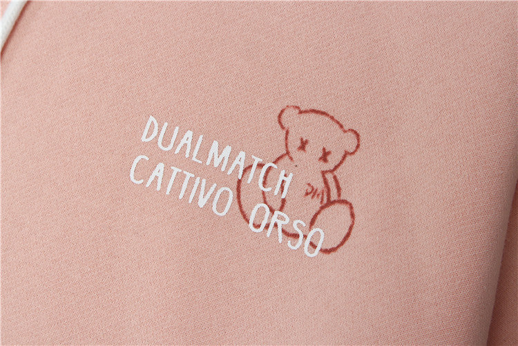 Bear Print Hooded Sweatshirt Men